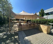 Zeltmembran 10 x 12 m sand- 120 qm - Tentickle, Flexzelt, Stretchzelt, Tipi Zelt, Partyzelt