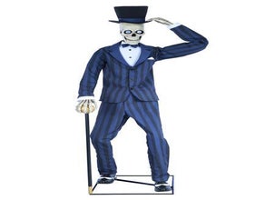 Animiertes Skelett im Anzug mit Sound / HALLOWEEN / KOSTÜM / 2m