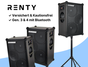Soundboks mieten (ab € 19) ✓ Mobiler Lautsprecher ✓ Bluetooth ✓ 126 dB ✓ Wetterfest für In- & Outdoor ✓Verfügbar in ganz DE und AUT
