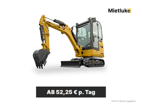 Minibagger kompakt 1,7t mieten - ab 55,00 € pro Tag
