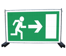 Banner Notausgang für Bauzaun mieten – Absperrgitter & Zäune