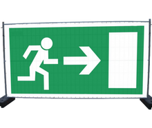Banner Notausgang für Bauzaun mieten – Absperrgitter & Zäune