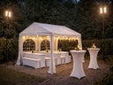 Partyzelt  3 x 4 mtr  mit 4 Seitenteilen und Fenstern für bis zu 24 Personen