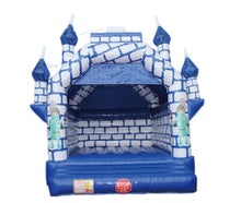 Hüpfburg blauer Ritter besonders schön in Form einer Ritterburg