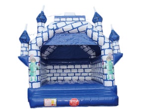 Hüpfburg blauer Ritter besonders schön in Form einer Ritterburg