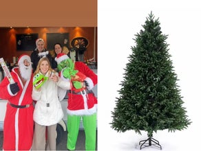 Weihnachtsbaum groß / Weihnachtsmann mieten  in Lebensgröße 180cm tanzt und singt Weihnachtsbaum grün oder weiß