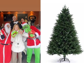 Weihnachtsbaum groß / Weihnachtsmann mieten in Lebensgröße 180cm tanzt und singt Weihnachtsbaum grün oder weiß