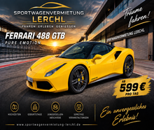 Ferrari 488 GTB mit 670 PS Sportwagen - Hochzeizauto - Mietwagen ab 24 Jahre