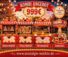 Kleiner Nostalgie Markt mieten mit Kinderkarussell, Dosenwerfen, Enteangeln, Pfeilewerfen