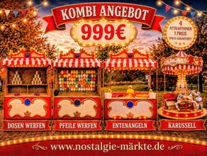Kleiner Nostalgie Markt mieten mit Kinderkarussell, Dosenwerfen, Enteangeln, Pfeilewerfen