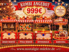 Kleiner Nostalgie Markt mieten mit Kinderkarussell, Dosenwerfen, Enteangeln, Pfeilewerfen