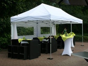 Partyzelt, Faltpavillon mieten 3x6m oder 3x3m, Sternzelt in weiß Profizelt in 5 min aufgebaut