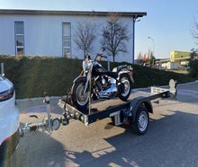 3 er Motorrad Anhänger Mutianhänger Rasentrac Absenkanhänger für bis zu 3 Motorräder Motorradanhänger Rasenmäher Traktor Scherenhebebühne drei  Biketrailer
