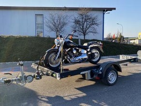 3 er Motorrad Anhänger Mutianhänger Rasentrac Absenkanhänger für bis zu 3 Motorräder Motorradanhänger Rasenmäher Traktor Scherenhebebühne drei Biketrailer