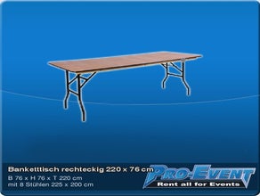 Banketttisch rechteckig 220cm
