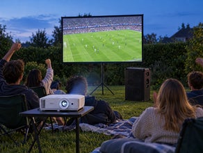 Public Viewing Paket mieten 119 €: Full HD Beamer, große Leinwand und Soundboks ✓ kautionsfrei