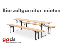 Bierzeltgarnitur 220 cm mieten | Tisch + 2 Bänke