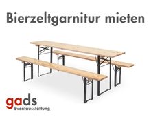 Bierzeltgarnitur 220 cm mieten | Tisch + 2 Bänke