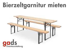 Bierzeltgarnitur 220 cm mieten | Tisch + 2 Bänke