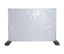 Banner weiss für Bauzaun mieten – Absperrgitter & Zäune