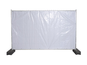 Banner weiss für Bauzaun mieten – Absperrgitter & Zäune