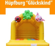 Hüpfburg "Glückskind" mit Sicherheitsnetz und Dach für bis zu 10 Kinder