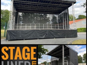 Mobile Bühne / Trailerbühne Stagemobil XXL, Spielfläche 61qm, 10x6m