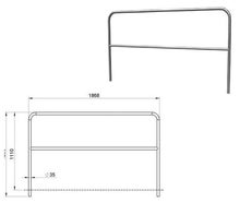 Aluminium-Geländer / Bühne für Bühnenpodeste 2 m, mit 1 Querstrebe