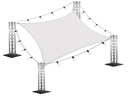 Sonnensegel SET 4,0 x 5,0 Meter mit Lichterketten mieten – Marktschirm, Großschirm, Terrassenschirm