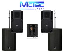 Lautsprecher Musikanlage Beschallungsanlage Partyanlage Boxen Mischpult 2x RCF Art 912 aktiv 2x dB Technologies Sub 18H aktiv