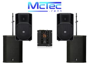 Lautsprecher Musikanlage Beschallungsanlage Partyanlage Boxen Mischpult 2x RCF Art 912 aktiv 2x dB Technologies Sub 18H aktiv