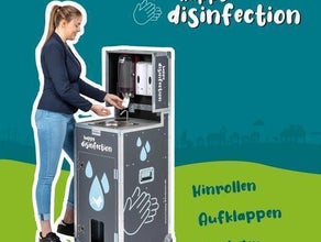 Mobile und Autarke Hygiene Station für Messen und Events (Waschbecken & Desinfektion)