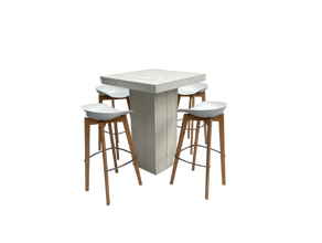 Woodlounge Stehtischset Keeve weiß flach 4P. mieten – Stehtisch, Bistrotisch, Hochtisch, Partytisch