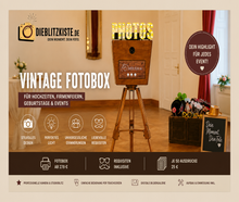 Vintage Fotobox mieten (ab € 279) inkl. Foto-Design I Requisiten I Lieferung & Aufbau