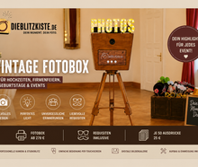 Vintage Fotobox mieten (ab € 279) inkl. Foto-Design I Requisiten I Lieferung & Aufbau