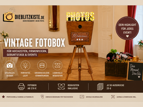 Vintage Fotobox mieten (ab € 279) inkl. Foto-Design I Requisiten I Lieferung & Aufbau