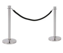 Personenleitsystem 2x Ständer Edelstahl mit Kordel 2m schwarz, samt, geflochten