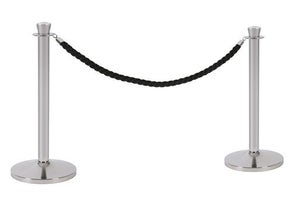 Personenleitsystem 2x Ständer Edelstahl mit Kordel 2m schwarz, samt, geflochten