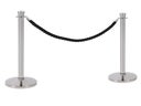 Personenleitsystem 2x Ständer Edelstahl mit Kordel 2m schwarz, samt, geflochten