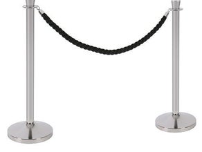 Personenleitsystem 2x Ständer Edelstahl mit Kordel 2m schwarz, samt, geflochten
