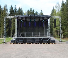 Rundbogen Trailerbühne mobile Bühne Open Air 48qm 8x6m