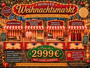 Mobiler Nostalgie Weihnachtsmarkt für Ihre Weihnachtsfeier mieten ! ( Für ca. 100 Personen )