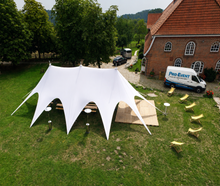 Sternzelt 3-Mast 21,70 x 12,60 Meter mit Boden mieten – Veranstaltungszelt, Festzelt, Eventzelt