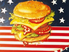 Burger Kulisse, Bühnenbild, Amerika, USA, Amerikanische Flagge, Hamburger