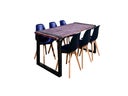 Diningtisch im Industrialstyle, Stuhl Keeve schwarz, Holzbohlentisch im Vintagestyle, Designerstuhl