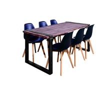 Diningtisch im Industrialstyle, Stuhl Keeve schwarz, Holzbohlentisch im Vintagestyle, Designerstuhl