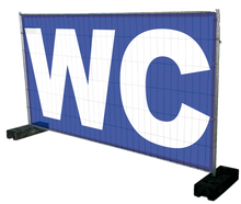 Banner WC für Bauzaun mieten – Absperrgitter & Zäune