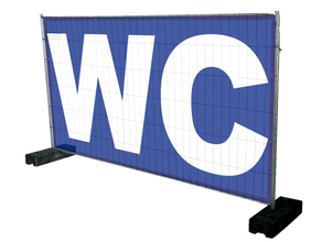 Banner WC für Bauzaun mieten – Absperrgitter & Zäune