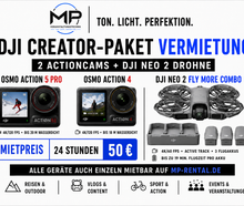 DJI Kamera- & Drohnen-Paket mieten – Action 5 Pro, Action 4 & Neo 2
