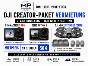DJI Kamera- & Drohnen-Paket mieten – Action 5 Pro, Action 4 & Neo 2